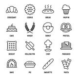 Set 16 piekarni cienkich kreskowych ikon ilustracja wektor Set 16 piekarni cienkich kreskowych ikon ilustracja wektor