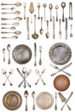 Set piękne antykwarskie rzeczy, stary silverware retro Rocznik pojedynczy bia?e t?o obraz royalty free Set piękne antykwarskie rzeczy, stary silverware retro Rocznik pojedynczy bia?e t?o obraz royalty free