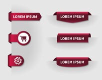 Set of red 3d tabs for web design with shopping cart and setting royalty free illustration Set of red 3d tabs for web design with shopping cart and setting royalty free illustration