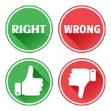 Set red and green icons buttons. Thumb up and down. Right and wrong. Vector royalty free illustration Set red and green icons buttons. Thumb up and down. Right and wrong. Vector royalty free illustration