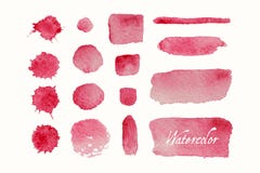 Set of red watercolor blobs and spots Royalty Free Stock Images Set of red watercolor blobs and spots Royalty Free Stock Images