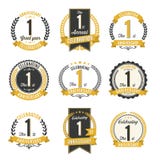 Set of Retro Anniversary Badges 1st Year Celebration. royalty free illustration Set of Retro Anniversary Badges 1st Year Celebration. royalty free illustration