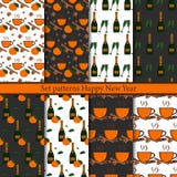 Set seamless patterns Happy New Year royalty free illustration Set seamless patterns Happy New Year royalty free illustration