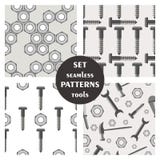 Set of seamless vector patterns with tools stock illustration Set of seamless vector patterns with tools stock illustration