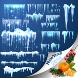Set of snow icicles isolated on transparent background. stock illustration Set of snow icicles isolated on transparent background. stock illustration