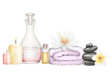 Set SPA element hand drawn watercolor illustration royalty free illustration Set SPA element hand drawn watercolor illustration royalty free illustration