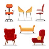 Set St?hle Bequemer Möbellehnsessel und moderner Sitzentwurf in der Innenillustration Geschäftsbürostühle vektor abbildung Set St?hle Bequemer Möbellehnsessel und moderner Sitzentwurf in der Innenillustration Geschäftsbürostühle vektor abbildung