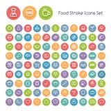 Set of Stroke Round Food Icons