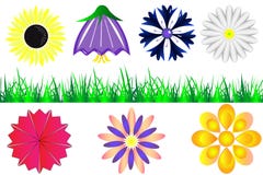 Set sylwetki kwiaty i trawa ilustracji Set sylwetki kwiaty i trawa ilustracji