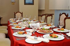 Set Table In The Dining Room Royalty Free Stock Photos