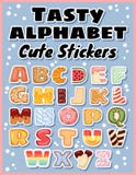 Set of tasty alphabet stickers. Delicious, sweet, like donuts, glazed, chocolate, yummy, tasty, shaped alphabet label font letters stock illustration Set of tasty alphabet stickers. Delicious, sweet, like donuts, glazed, chocolate, yummy, tasty, shaped alphabet label font letters stock illustration