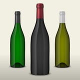 Set of three realistic vector wine bottles without labels on white background. Design template in EPS10. stock illustration Set of three realistic vector wine bottles without labels on white background. Design template in EPS10. stock illustration