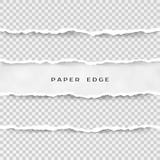 Set of torn paper stripes. Paper texture with damaged edge isolated on transparent background. Vector illustration stock illustration Set of torn paper stripes. Paper texture with damaged edge isolated on transparent background. Vector illustration stock illustration