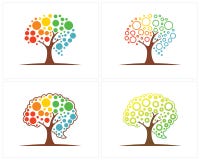 Set of Tree with Brain logo design template, Brain Colorful logo design Vector royalty free illustration Set of Tree with Brain logo design template, Brain Colorful logo design Vector royalty free illustration