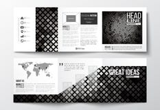 Set of tri-fold brochures, square design templates. Abstract polygonal background, modern stylish silver vector texture Royalty Free Illustration Set of tri-fold brochures, square design templates. Abstract polygonal background, modern stylish silver vector texture Royalty Free Illustration