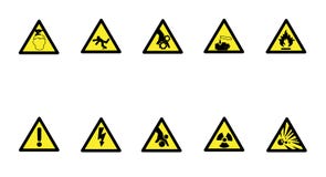 Set of triangle yellow warning sign. Vector, illustration stock illustration Set of triangle yellow warning sign. Vector, illustration stock illustration
