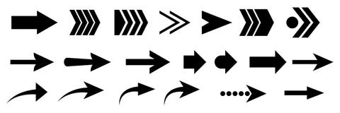 Set of vector arrow icons. Collection of pointers.