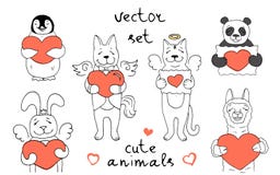 Set of 6 vector characters of different cute animals stock illustration Set of 6 vector characters of different cute animals stock illustration