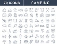 Set Vector Flat Line Icons Camping royalty free illustration Set Vector Flat Line Icons Camping royalty free illustration