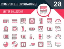 Set Vector Flat Line Icons Upgrading Computer Stock Images Set Vector Flat Line Icons Upgrading Computer Stock Images