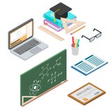 Set of vector learning concept. flat 3d isometric illustration. royalty free illustration Set of vector learning concept. flat 3d isometric illustration. royalty free illustration