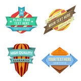 Set of vector logo retro ribbon labels and futuristic style banners vector illustration Set of vector logo retro ribbon labels and futuristic style banners vector illustration