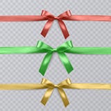 Set of vector realistic red, green and yellow ribbon and bows on transparent background. Vector eps 10 vector illustration Set of vector realistic red, green and yellow ribbon and bows on transparent background. Vector eps 10 vector illustration