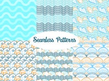 Set of vector seamless patterns for summer stock illustration Set of vector seamless patterns for summer stock illustration