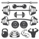 Set of vintage fitness designed elements