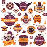 Set Of Vintage Happy Halloween Badges and Labels