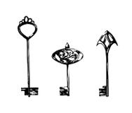 Set of vintage keys. Hand drawn sketch illustration. Vector black ink drawing isolated on white background. Grunge style vector illustration Set of vintage keys. Hand drawn sketch illustration. Vector black ink drawing isolated on white background. Grunge style vector illustration