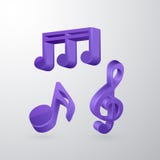 A set of voluminous musical notes of violet color, vector illustration stock illustration A set of voluminous musical notes of violet color, vector illustration stock illustration