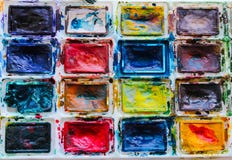The set of watercolor paints from 20 colors stock photos The set of watercolor paints from 20 colors stock photos