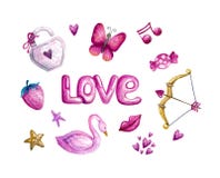Watercolor Valentine`s Day royalty free illustration Watercolor Valentine`s Day royalty free illustration