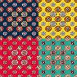 Set wektorowi nowożytni bezszwowi kolorowi geometria wzory, koloru abstrakcjonistyczny geometryczny tło, poduszka stubarwny druk royalty ilustracja Set wektorowi nowożytni bezszwowi kolorowi geometria wzory, koloru abstrakcjonistyczny geometryczny tło, poduszka stubarwny druk royalty ilustracja