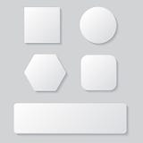 Set of white blank button. Round square rounded buttons Royalty Free Stock Images Set of white blank button. Round square rounded buttons Royalty Free Stock Images