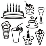 Set Withdesserts And Drinks Royalty Free Stock Photos