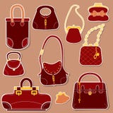 Set of woman bags and handbags. Stock Photos Set of woman bags and handbags. Stock Photos