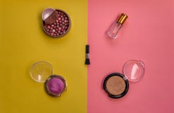 set for female makeup on a two-color background royalty free stock photos set for female makeup on a two-color background royalty free stock photos