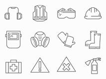 Set of work safety line vector icons stock illustration Set of work safety line vector icons stock illustration
