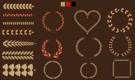 Set of Wreaths, branches, leaf with flat tricolor. Vector illustration. royalty free illustration Set of Wreaths, branches, leaf with flat tricolor. Vector illustration. royalty free illustration