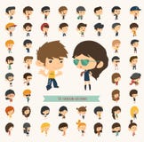 Set of 50 young people with hipster fashion style royalty free illustration Set of 50 young people with hipster fashion style royalty free illustration