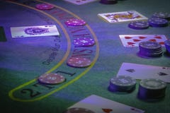 Setup for playing Blackjack at the Casino royalty free stock photography Setup for playing Blackjack at the Casino royalty free stock photography