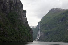 Seven Sisters Waterfall On Geirangerfjord Royalty Free Stock Photos