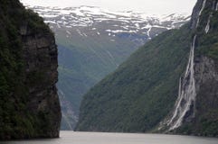 Seven Sisters Waterfall On Geirangerfjord Royalty Free Stock Images