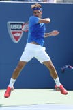 Seventeen times Grand Slam champion Roger Federer during his first round match at US Open 2013 against Grega Zemlja