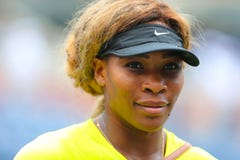 Seventeen times Grand Slam champion Serena Williams practices for US Open 2014