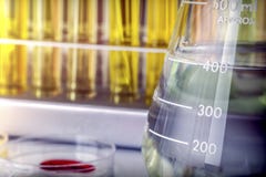 Several Test Tubes And Glass Of Precipitation In A Laboratory Royalty Free Stock Photography Several Test Tubes And Glass Of Precipitation In A Laboratory Royalty Free Stock Photography