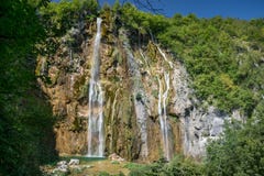 Several waterfalls come down from a plateau in Plitvice Lakes National Park, Croatia stock photography Several waterfalls come down from a plateau in Plitvice Lakes National Park, Croatia stock photography