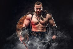 Severe Barbarian In Warrior Clothes Royalty Free Stock Images